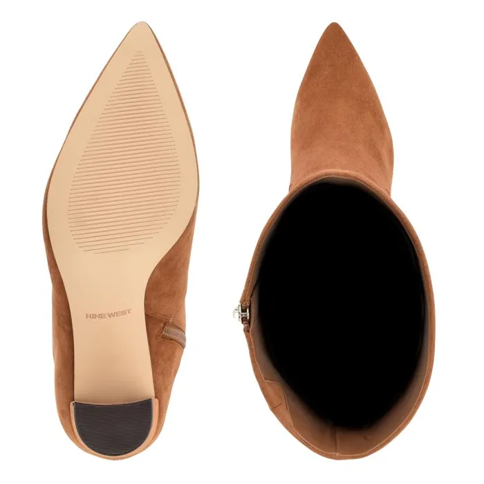Danee Dress Boots Cognac Suede Women Nine West Boots and Booties