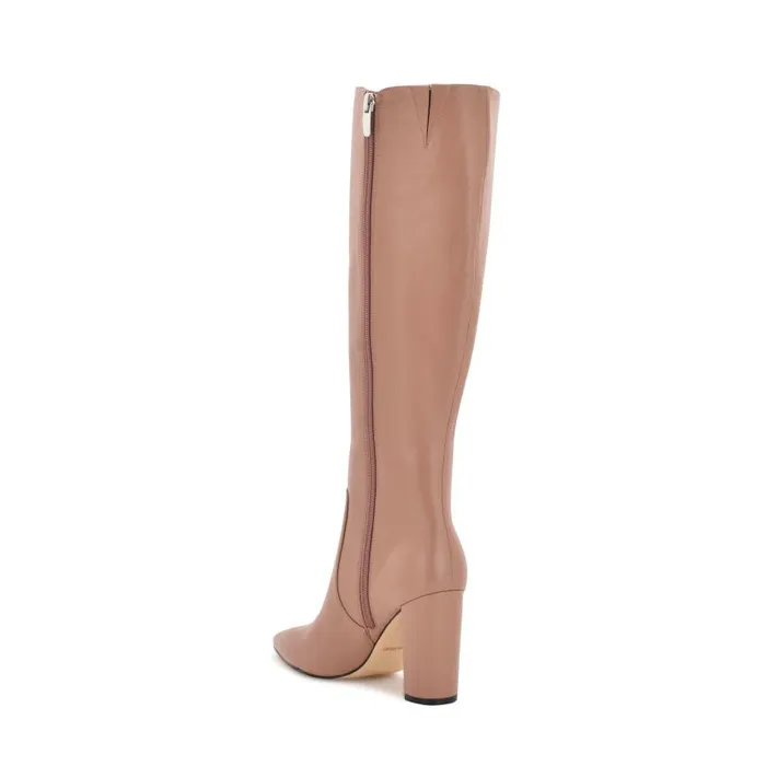 Danee Dress Boots Peach Tan Leather Women Nine West Heels