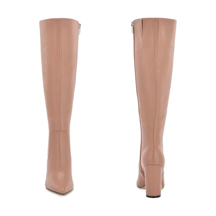 Danee Dress Boots Peach Tan Leather Women Nine West Heels