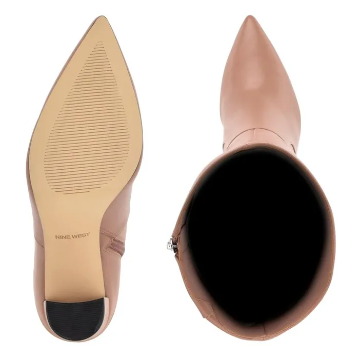 Danee Dress Boots Peach Tan Leather Women Nine West Heels