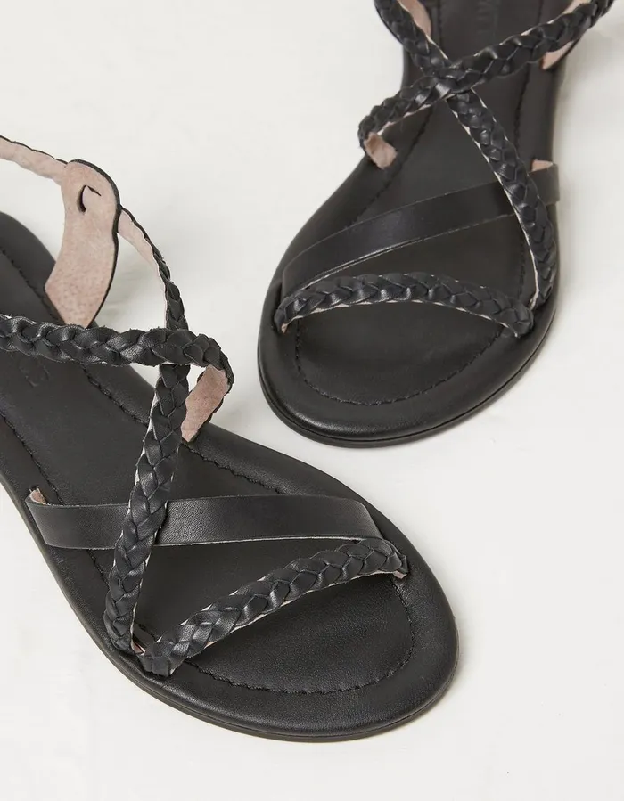 Daphne Leather Braided Sandals Black Women FatFace Sandals