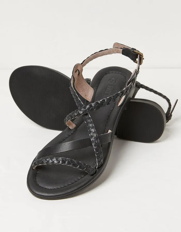 Daphne Leather Braided Sandals Black Women FatFace Sandals