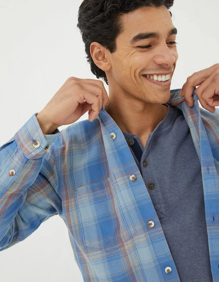 Davington Check Shirt Washed Blue Men FatFace Shirts