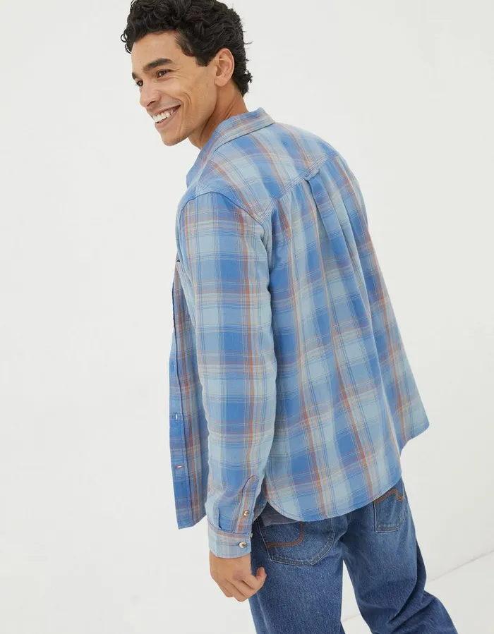 Davington Check Shirt Washed Blue Men FatFace Shirts
