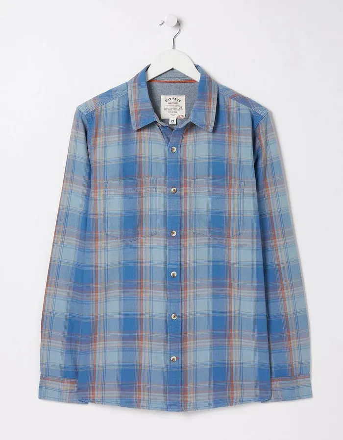 Davington Check Shirt Washed Blue Men FatFace Shirts