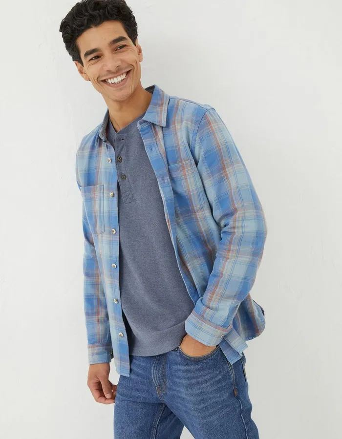 Davington Check Shirt Washed Blue Men FatFace Shirts