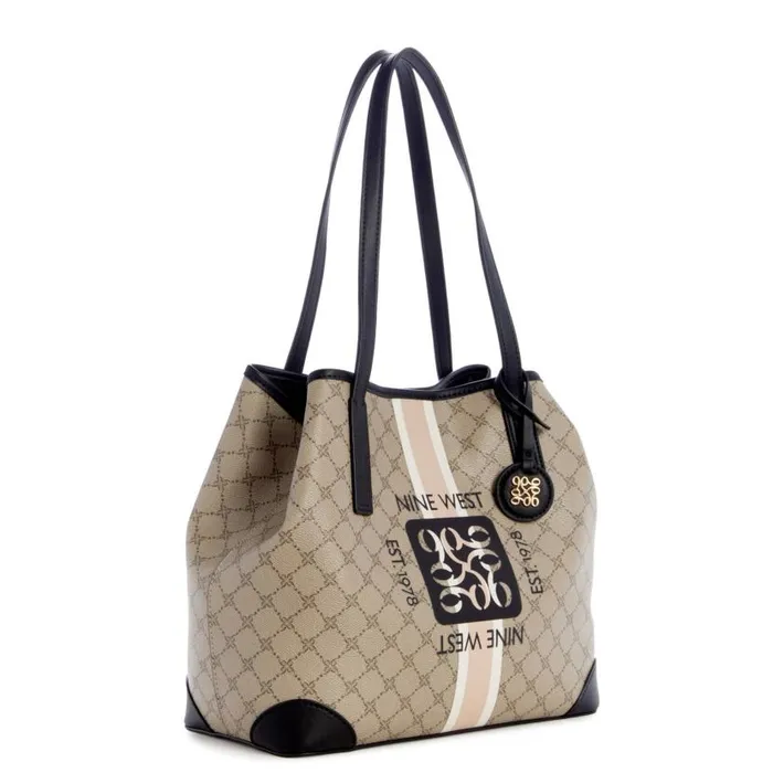 Delaine 2 In 1 Tote Beige Logoblack WomenMen Nine West Totes and Backpacks