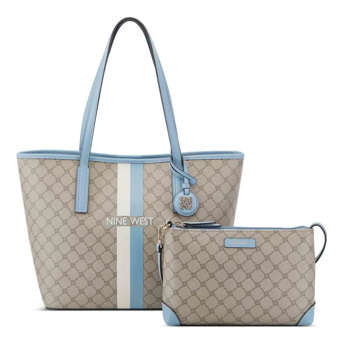 Delaine 2 In 1 Tote Beige Logo Denim WomenMen Nine West Totes and Backpacks