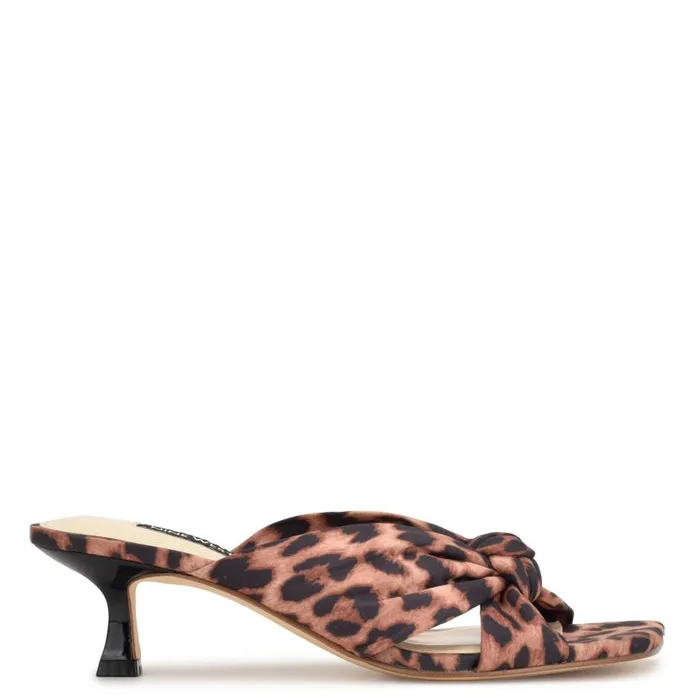 Dipa Heeled Slide Sandals Leopard Women Nine West Heels