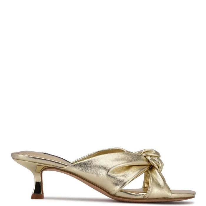 Dipa Heeled Slide Sandals Platino Women Nine West Heels