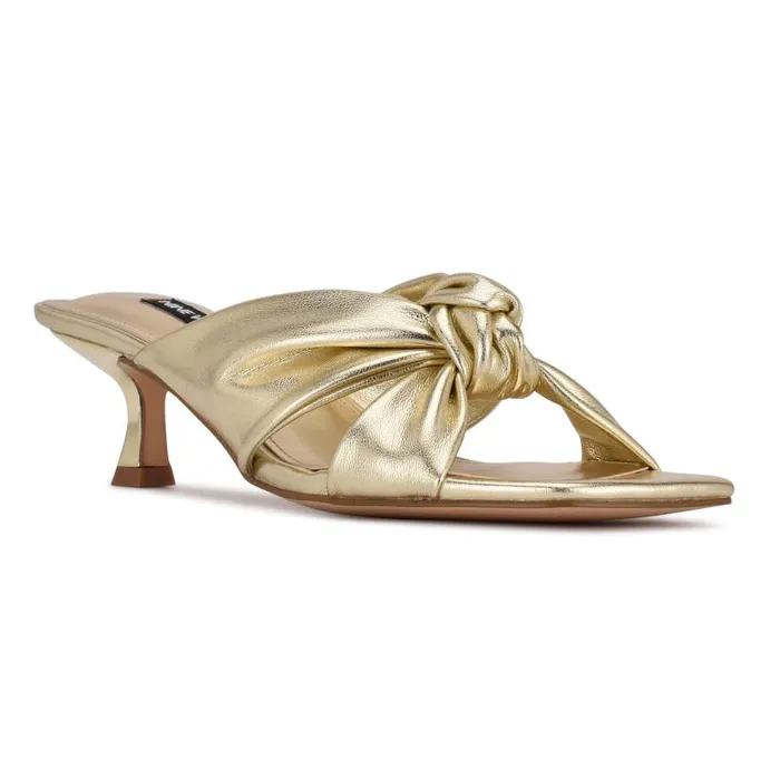 Dipa Heeled Slide Sandals Platino Women Nine West Heels
