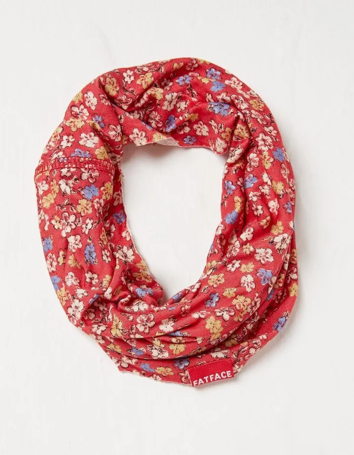 Ditsy Floral Snood Bright Red Women FatFace Scarves