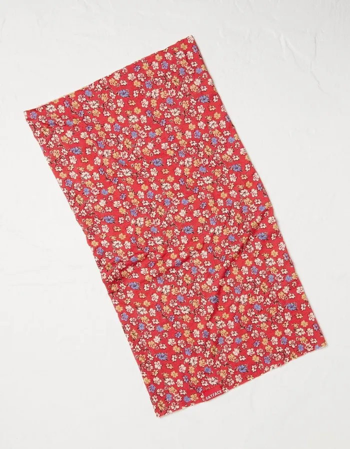 Ditsy Floral Snood Bright Red Women FatFace Scarves