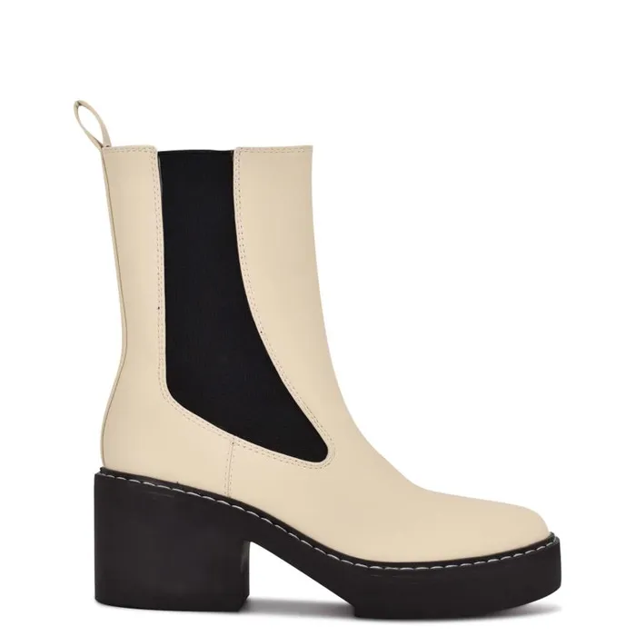 Dolea Chelsea Lug Sole Boots Creamblack Women Nine West Boots and Booties