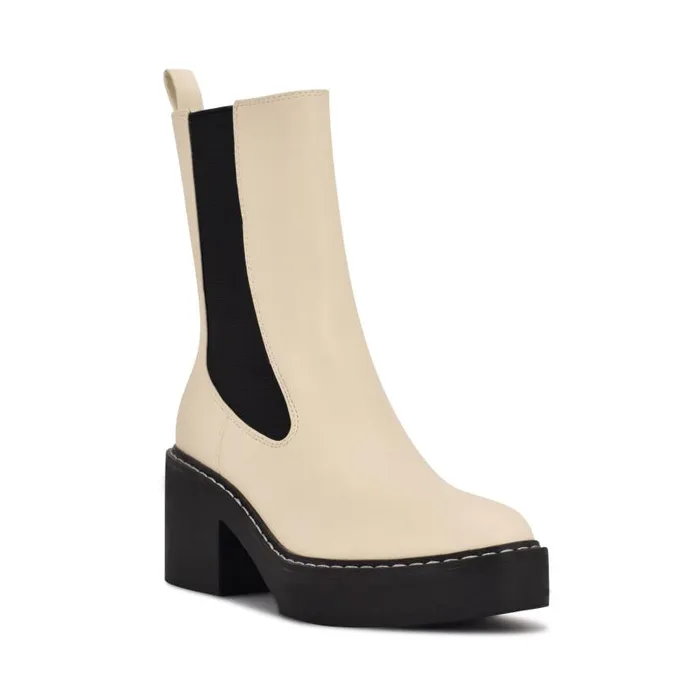 Dolea Chelsea Lug Sole Boots Creamblack Women Nine West Boots and Booties