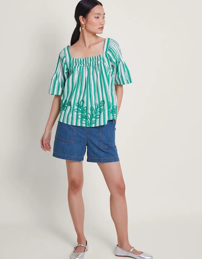 Dorita Embroidered Top Green Women Monsoon Tops and Blouses