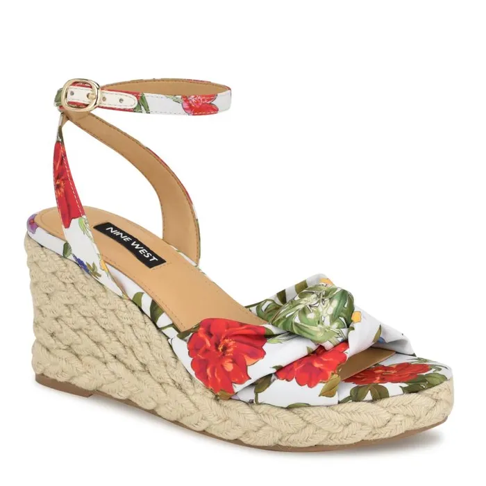 Dotime Espadrille Wedge Sandals White Floral Women Nine West Sandals