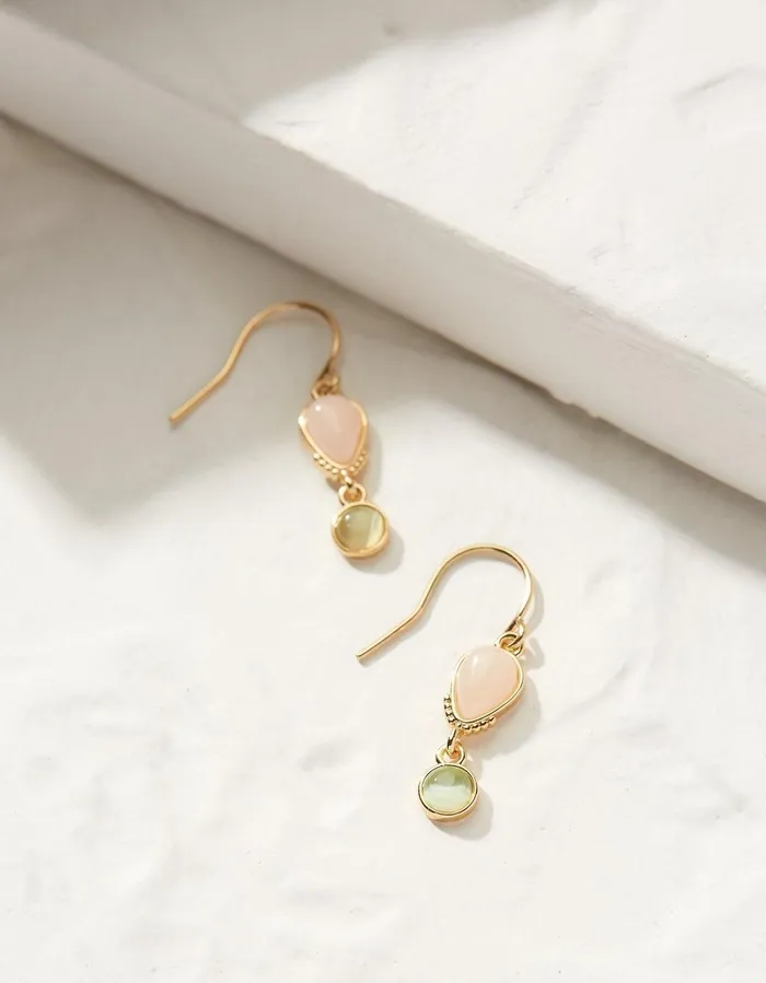 Double Gem Drop Earrings Multi Women FatFace Jewellery