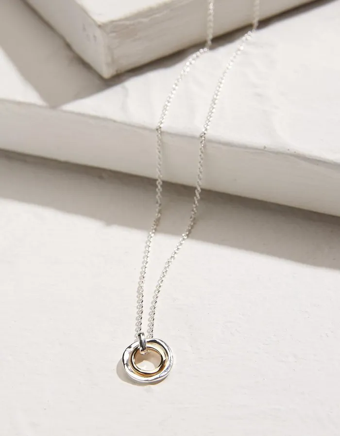 Double Ring Necklace Silver Women FatFace Jewellery
