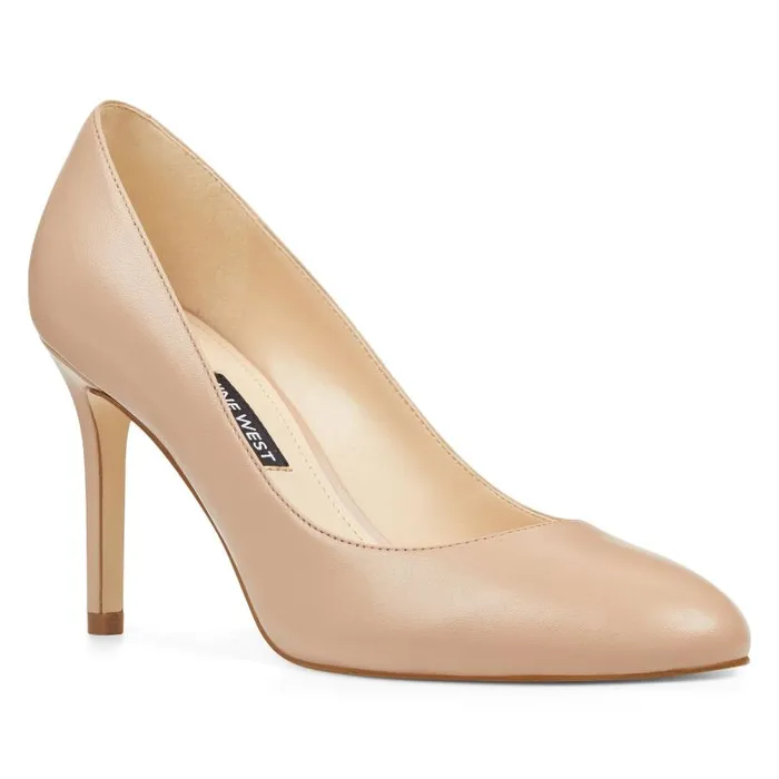 Dylan Round Toe Pumps Barely Nude Leather Women Nine West Heels