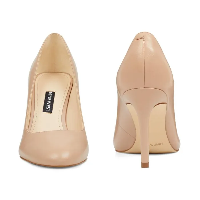 Dylan Round Toe Pumps Barely Nude Leather Women Nine West Heels