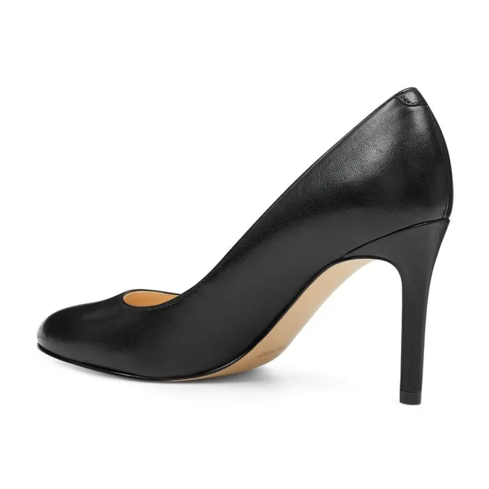 Dylan Round Toe Pumps Black Leather Women Nine West Heels