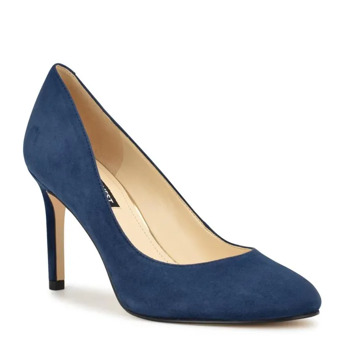 Dylan Round Toe Pumps Dark Blue Women Nine West Heels