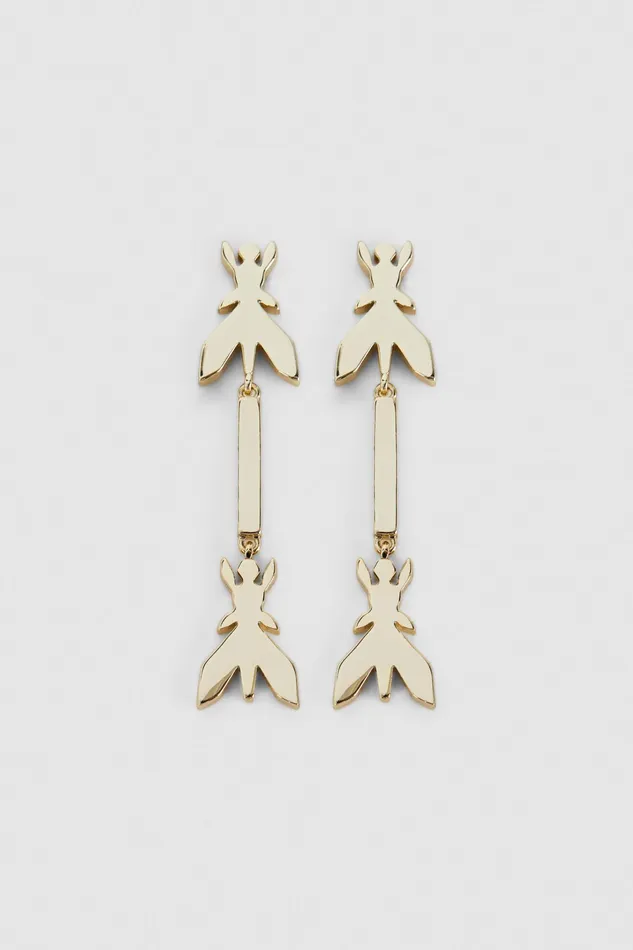 Earrings Women Patrizia Pepe Brass Drop Earrings Light Shiny Gold