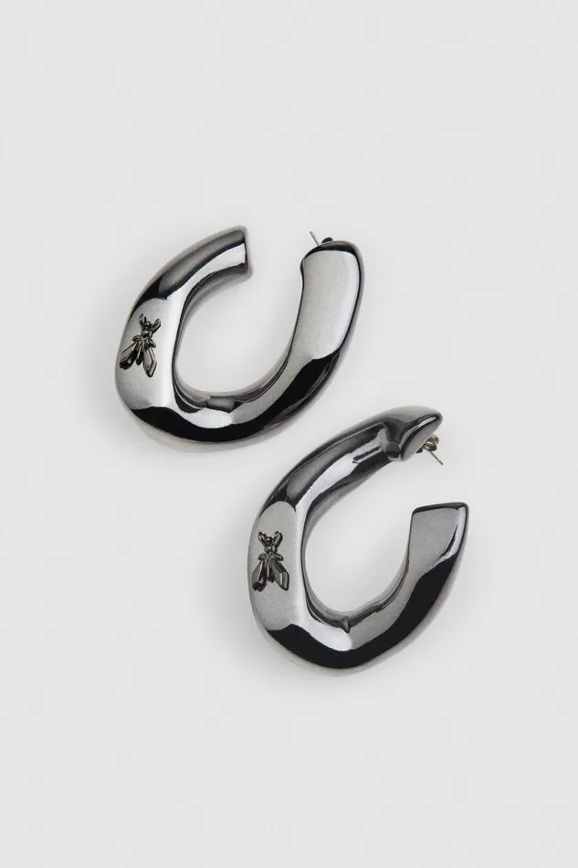 Earrings Women Patrizia Pepe Metal Earrings Dark Gun Metal