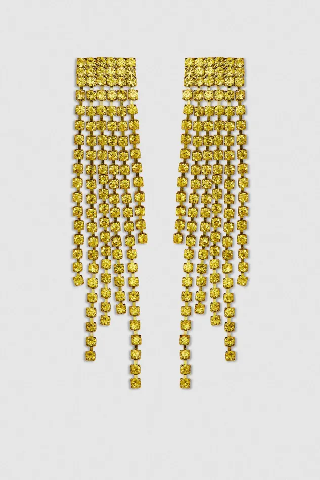 Earrings Women Patrizia Pepe Rhinestone Earrings Sunny Lime Strass
