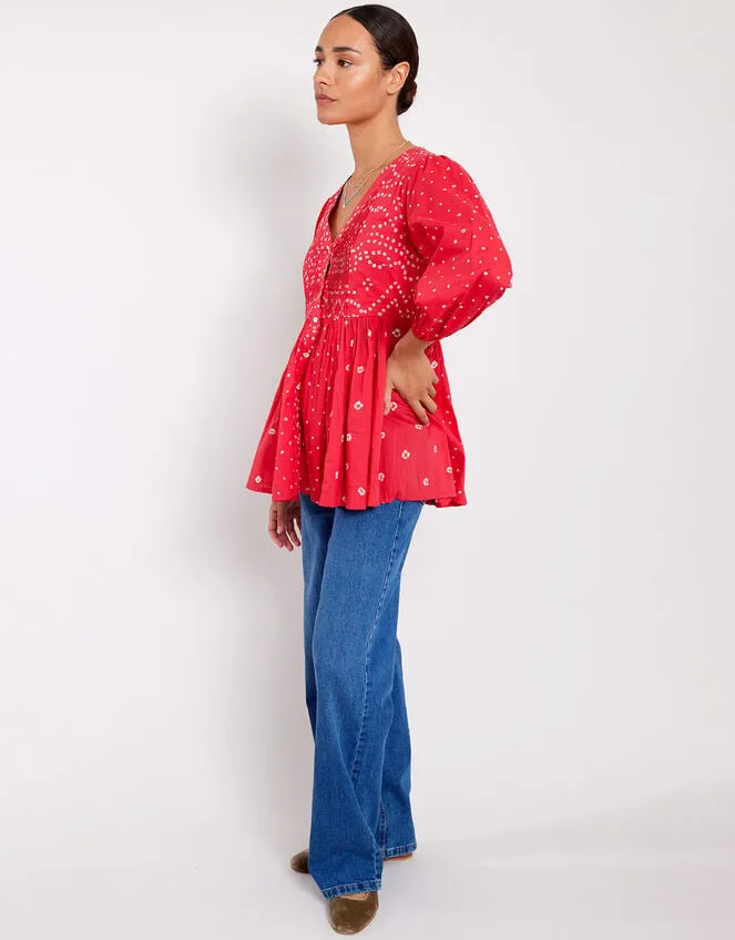 East Nova Bandhani Print Top Red Women Monsoon Tops and Blouses