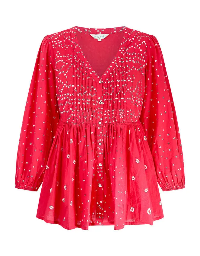 East Nova Bandhani Print Top Red Women Monsoon Tops and Blouses