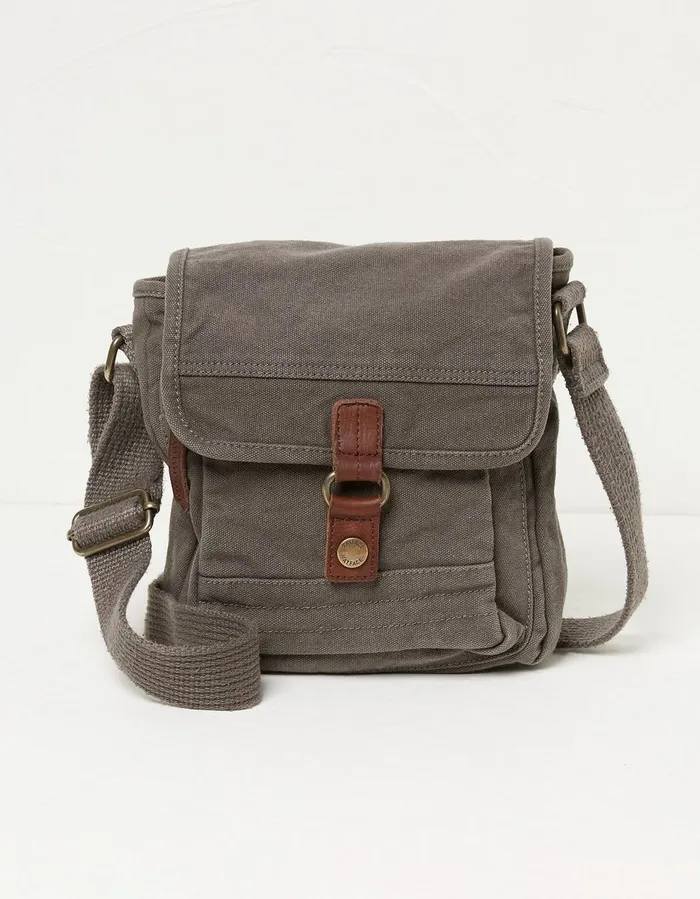 Easton Canvas Crossbody Bag Washed Grey Men FatFace Bags and Wallets