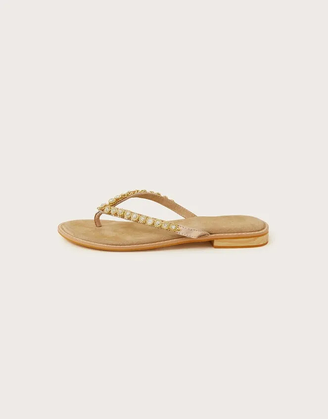 Easy Toe Post Sandals Gold Women Monsoon Sandals