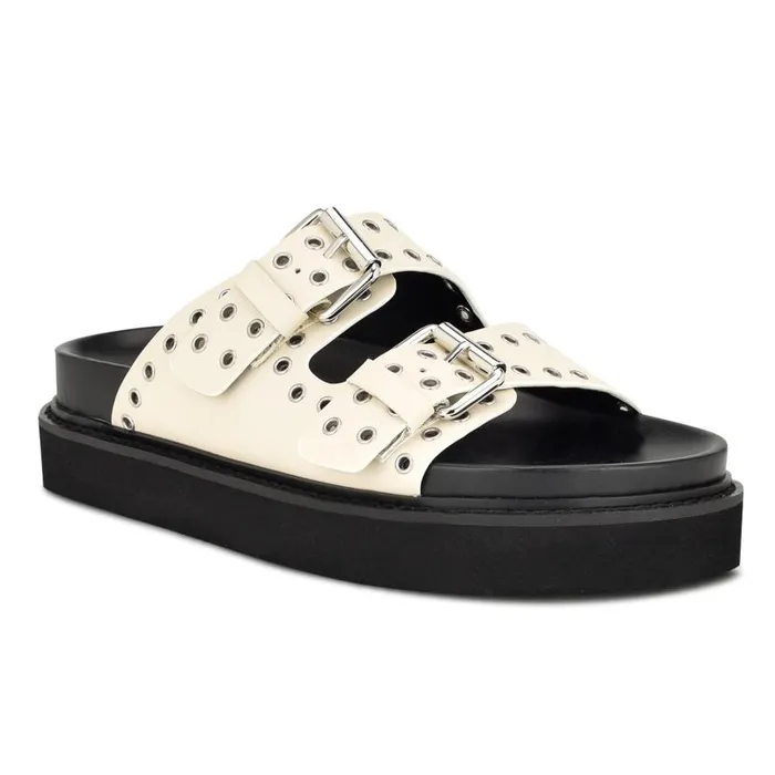 Eleny Buckle Slide Sandals Chic Cream Women Nine West Sandals
