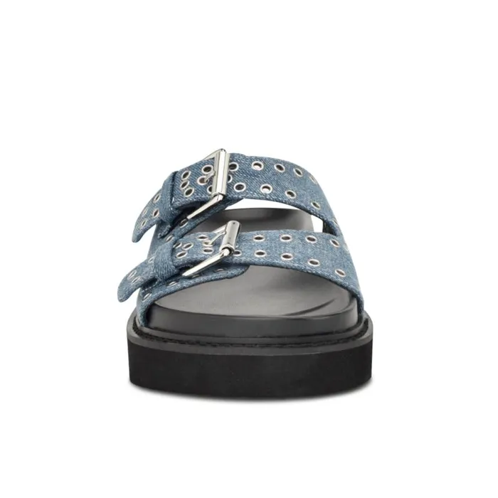 Eleny Buckle Slide Sandals Denim Women Nine West Sandals
