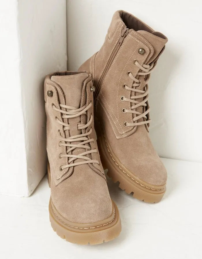 Eliza Suede Ankle Worker Boot Stone Women FatFace Boots