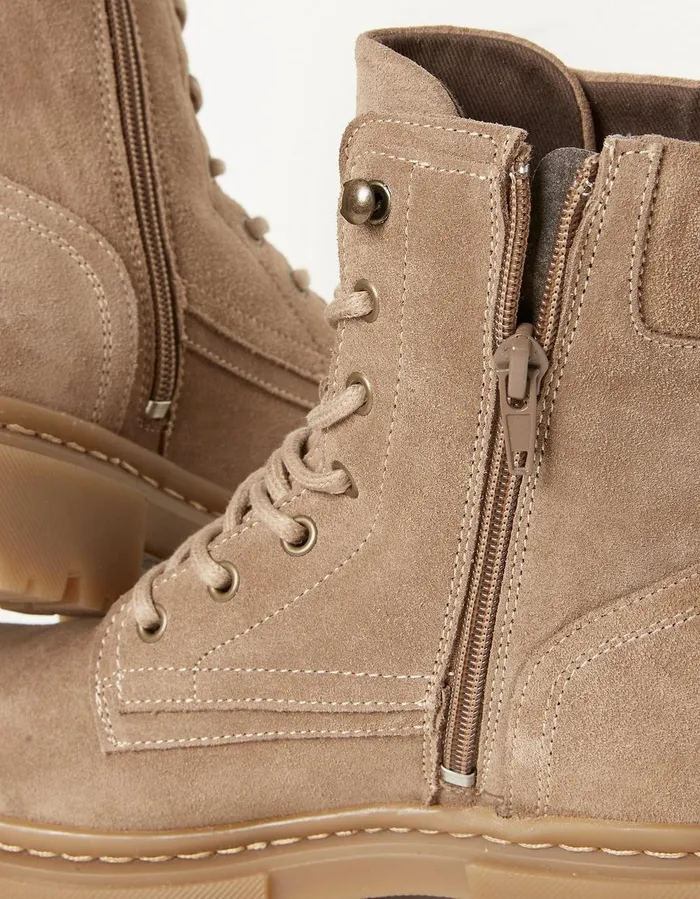 Eliza Suede Ankle Worker Boot Stone Women FatFace Boots