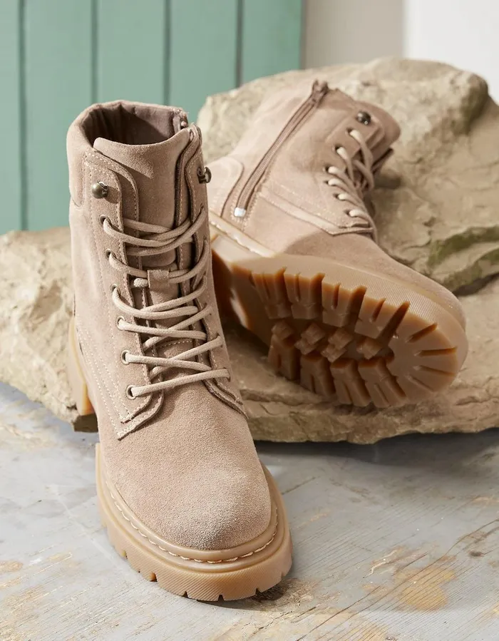 Eliza Suede Ankle Worker Boot Stone Women FatFace Boots