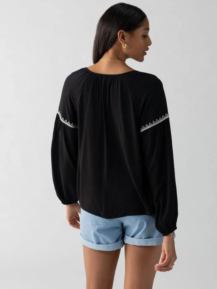 Embroidered Blouse Black Women Sanctuary Clothing Tees and Tops