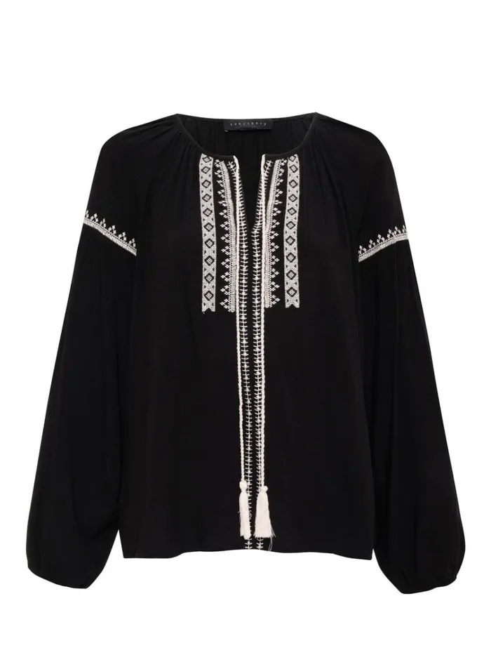 Embroidered Blouse Black Women Sanctuary Clothing Tees and Tops