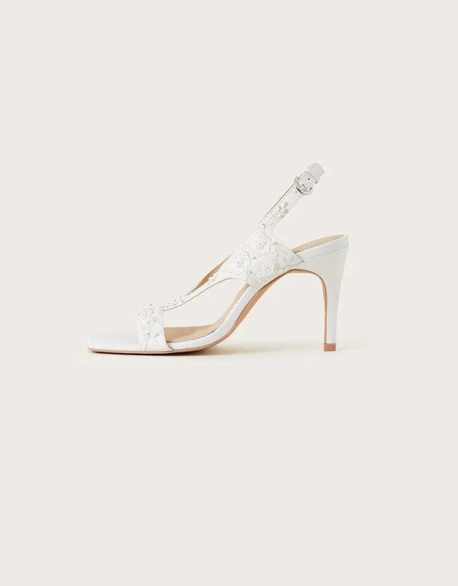 Embroidered Square Toe Bridal Sandals Ivory Women Monsoon Wedding Shoes