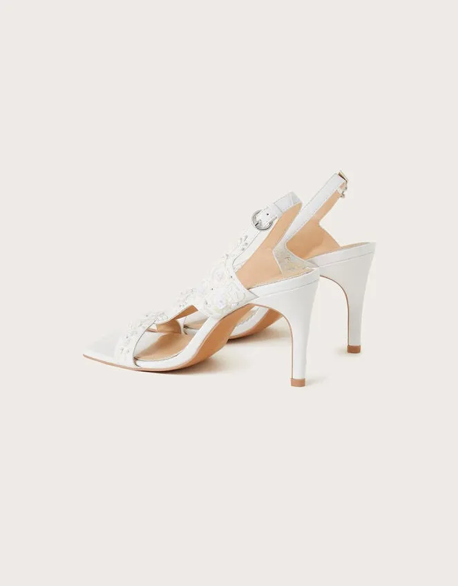 Embroidered Square Toe Bridal Sandals Ivory Women Monsoon Wedding Shoes