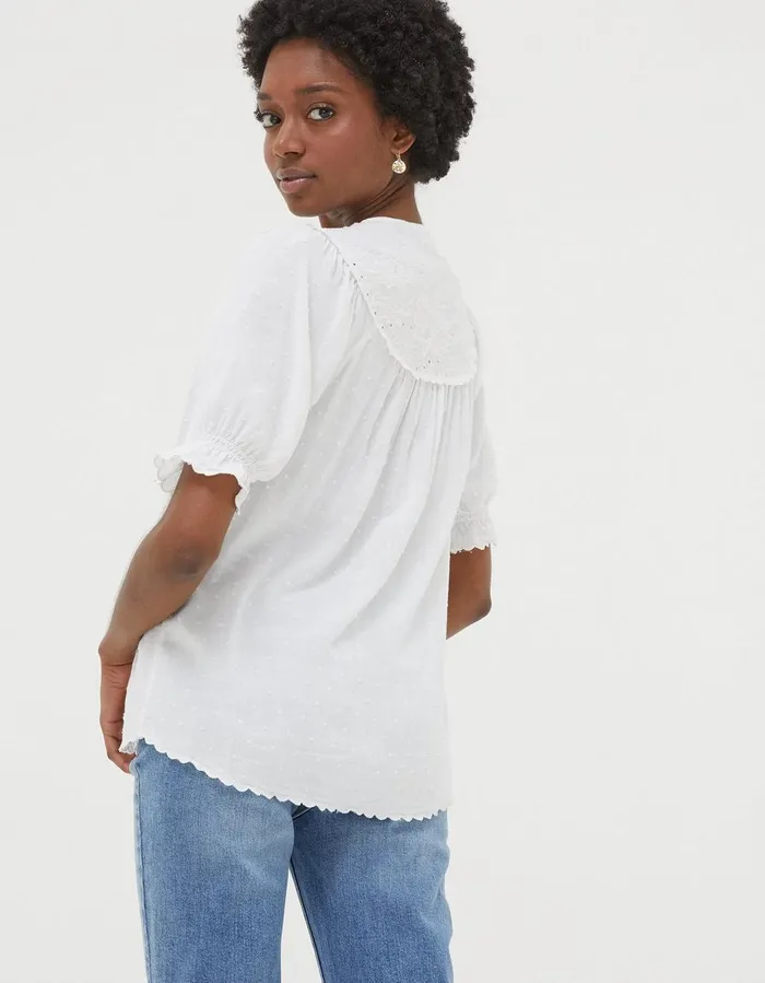 Emily Embroidered Blouse Ivory Women FatFace Shirts and Blouses
