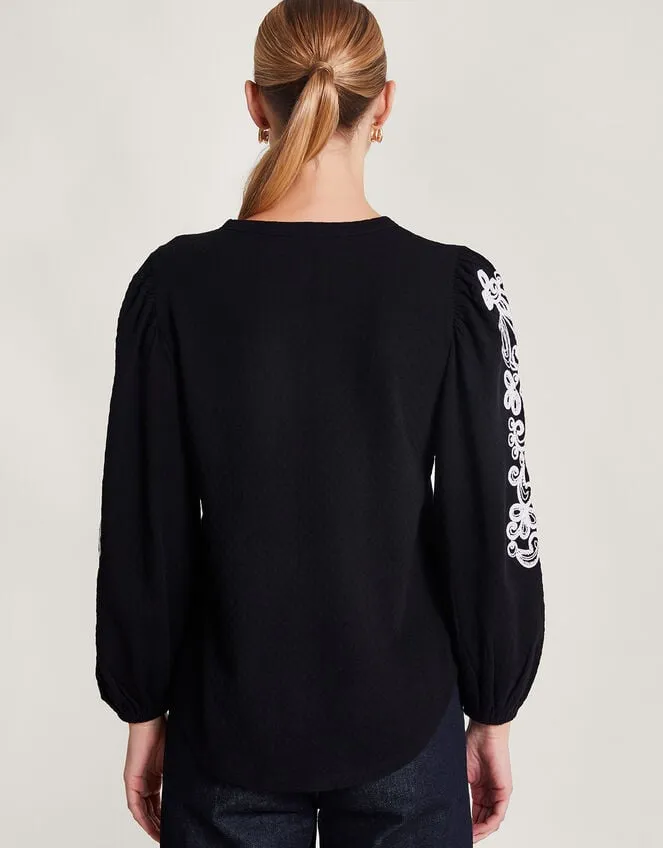 Enya Embroidered Shirt Black Women Monsoon Tops and Blouses