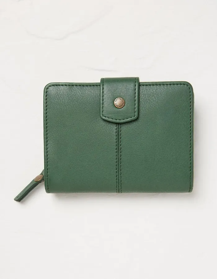 Etta Leather Zip Purse Green Women FatFace Bags and Purses