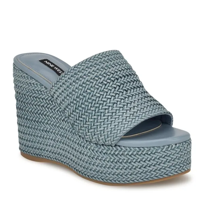 Everie Espadrille Wedge Sandals Blue Women Nine West Sandals