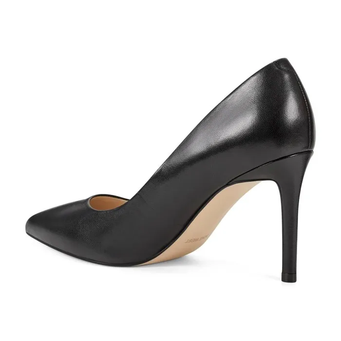 Ezra Pointy Toe Pumps Black Leather Women Nine West Heels