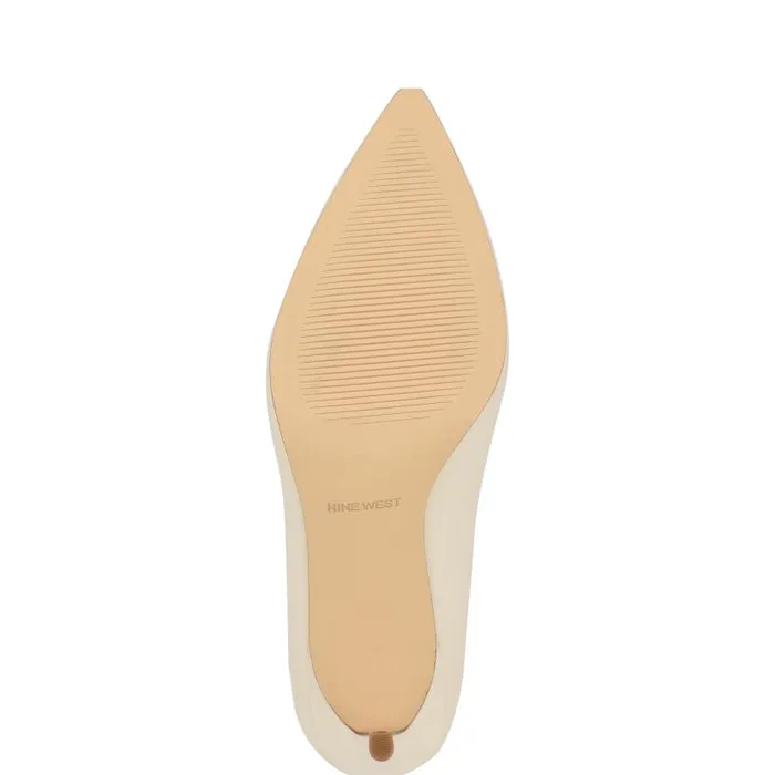 Ezra Pointy Toe Pumps Chic Cream Leather Women Nine West Heels