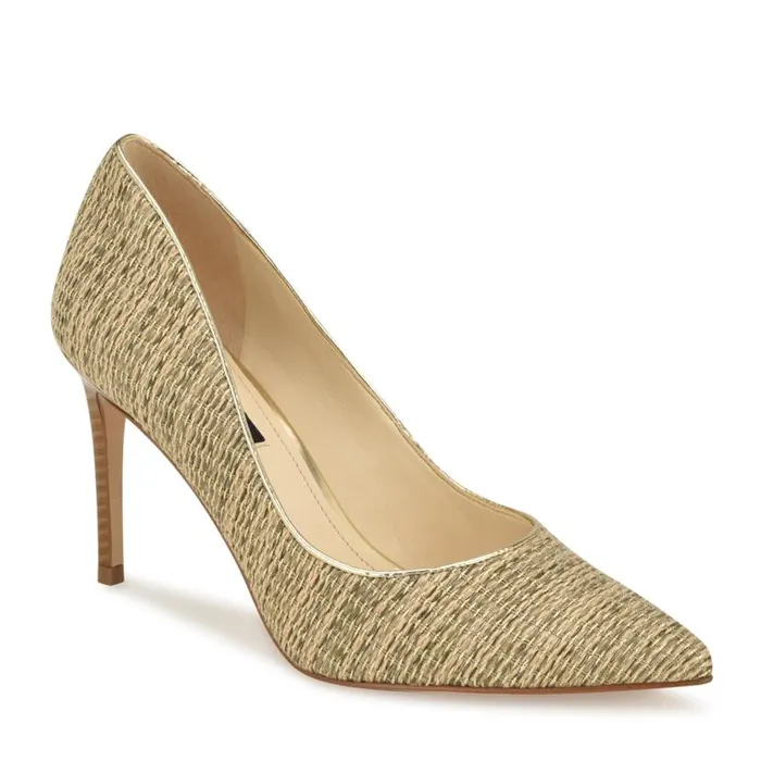 Ezra Pointy Toe Pumps Naturalgold Raffia Women Nine West Heels
